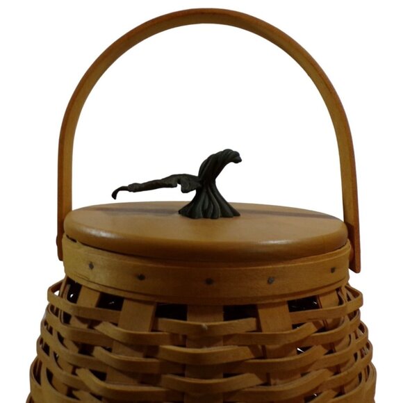 Longaberger 2000 October Fields Basket Handcrafted Wooden Lid Leaf design Fall - Picture 6 of 14